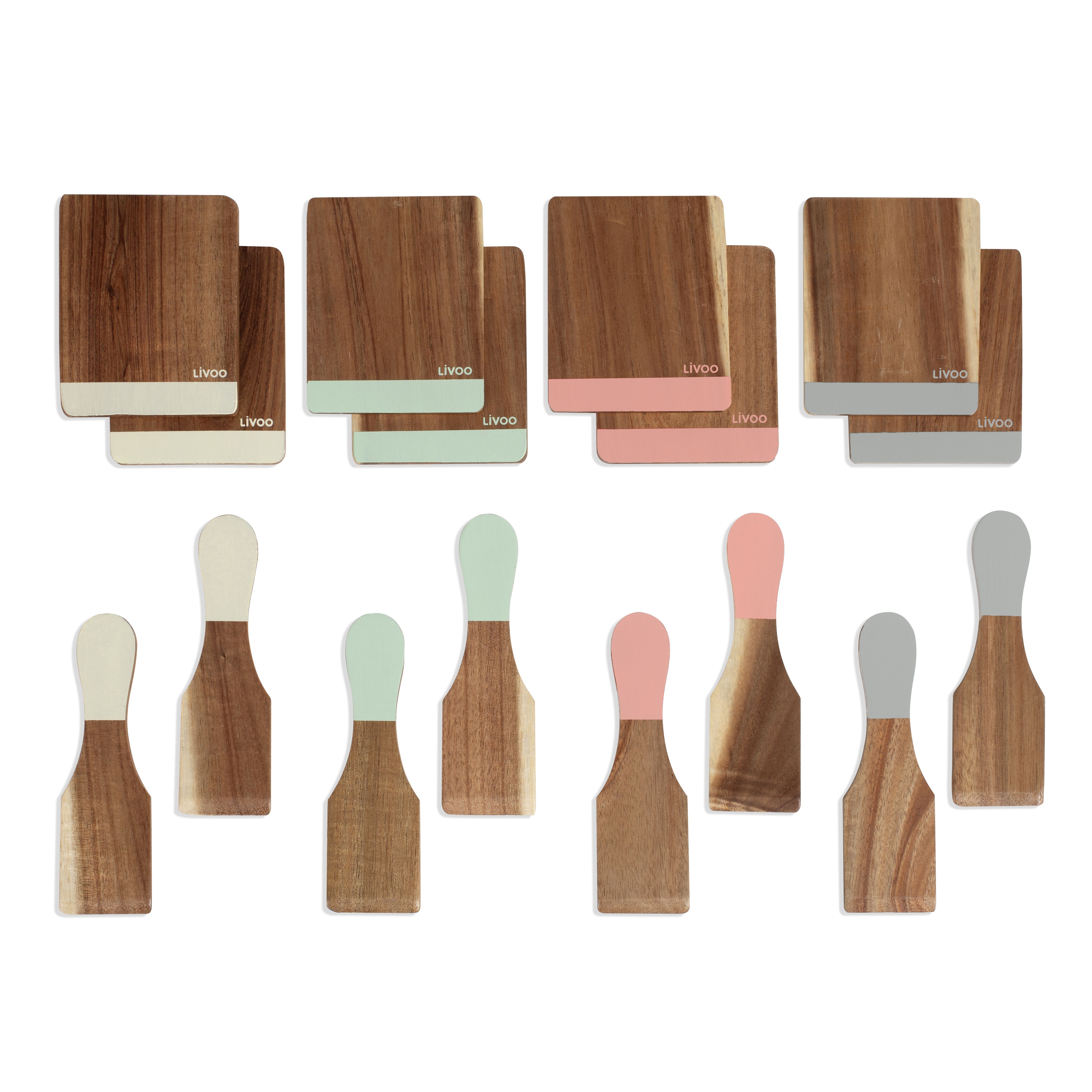 LIVOO - Set 8 spatules + 8 planchettes bois - MEN427
