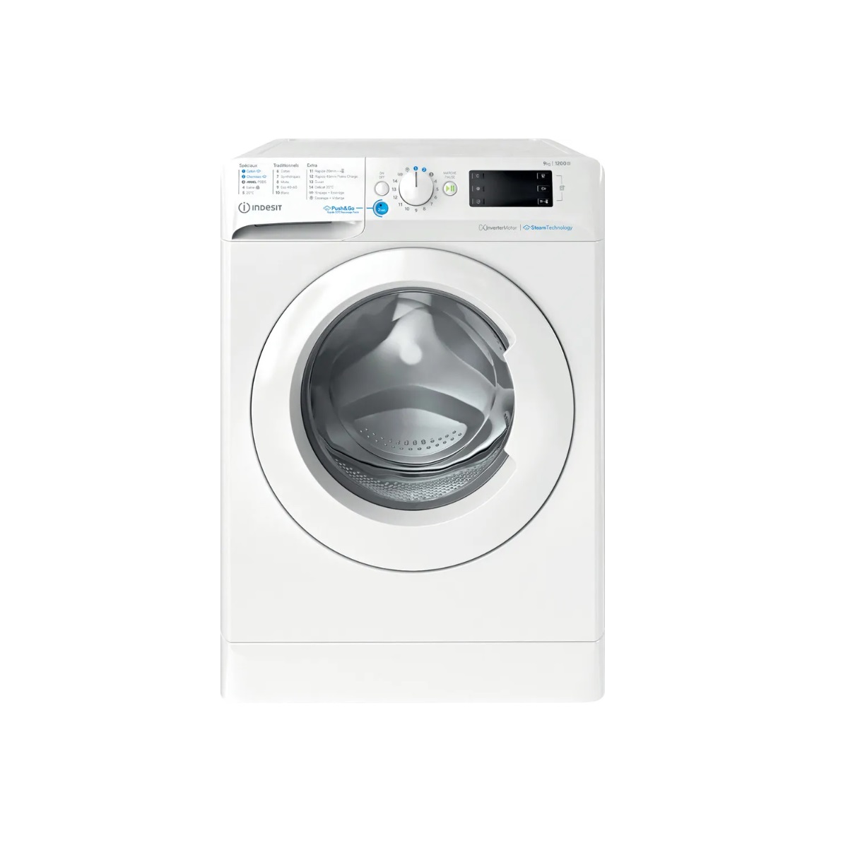 INDESIT - Lave-linge hublot 9kg 1200 tours/min blanc - BWE91295XWVFR