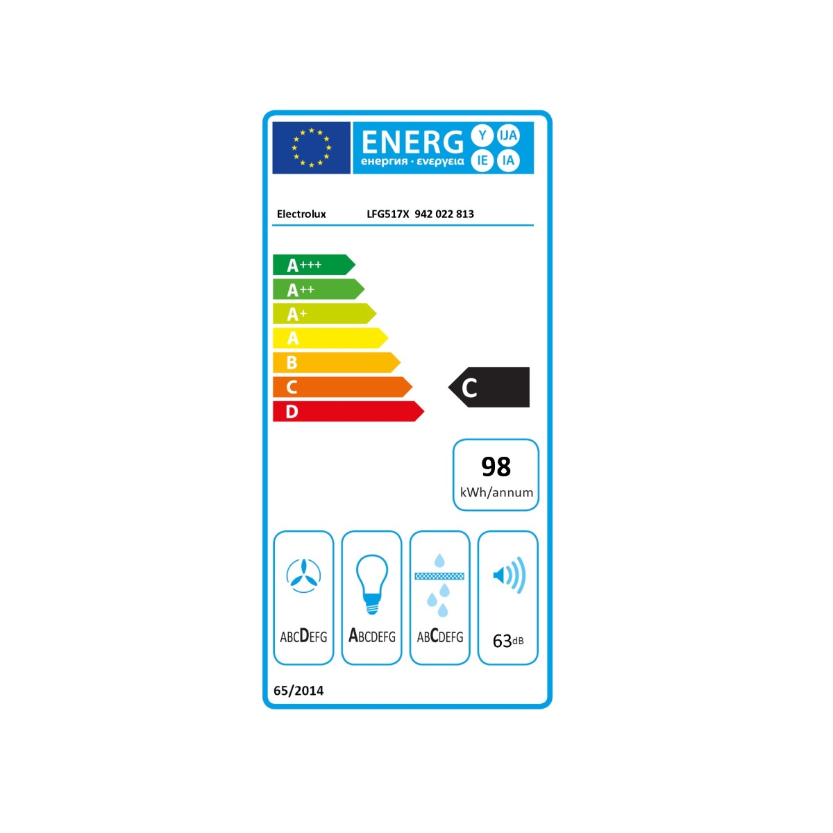 ELECTROLUX - Hotte décorative murale 70cm 600m3/h inox - LFG517X1 série 600
