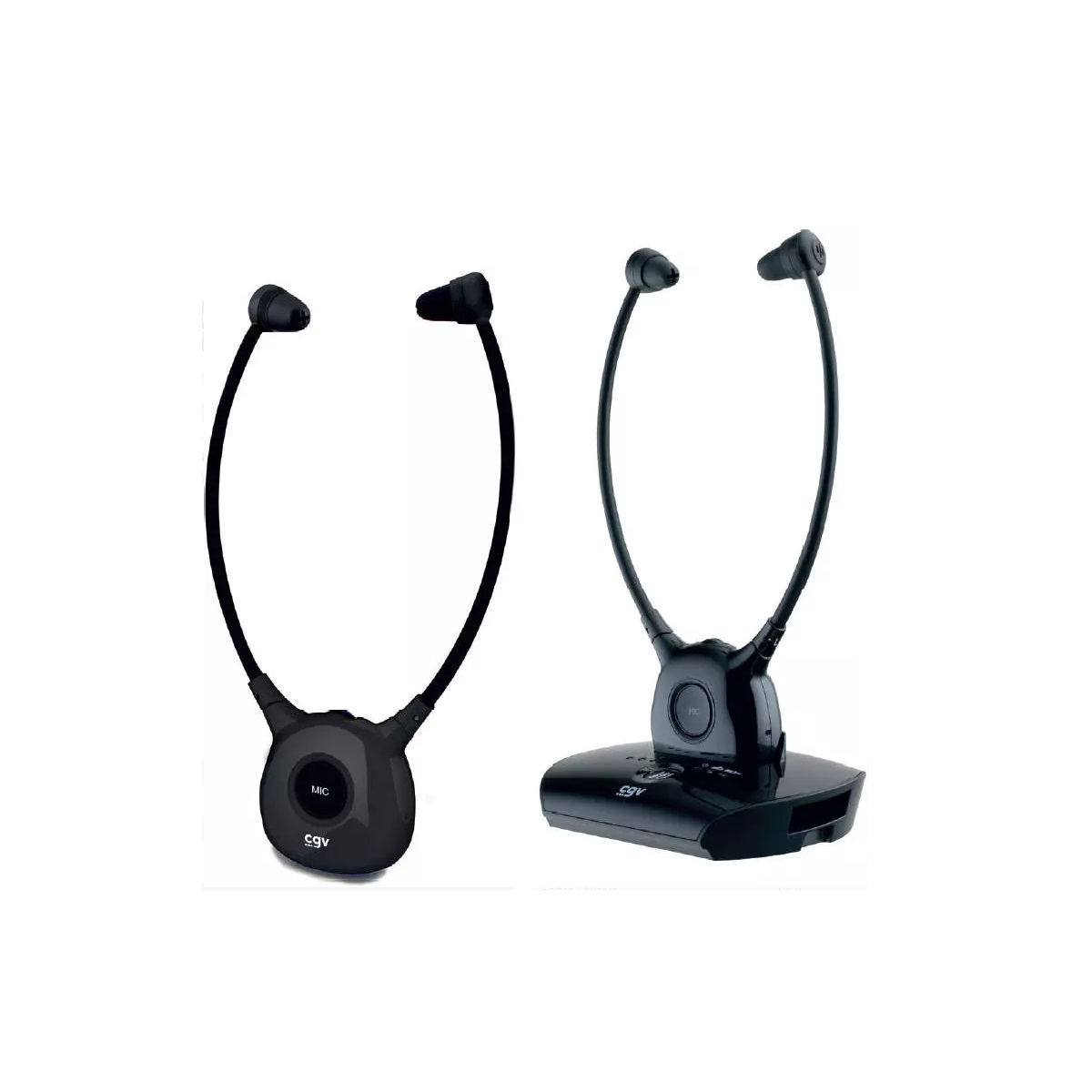 CGV - 2 casques tv sans fil stéthoscopiques - DOLFINDUO-ONYX