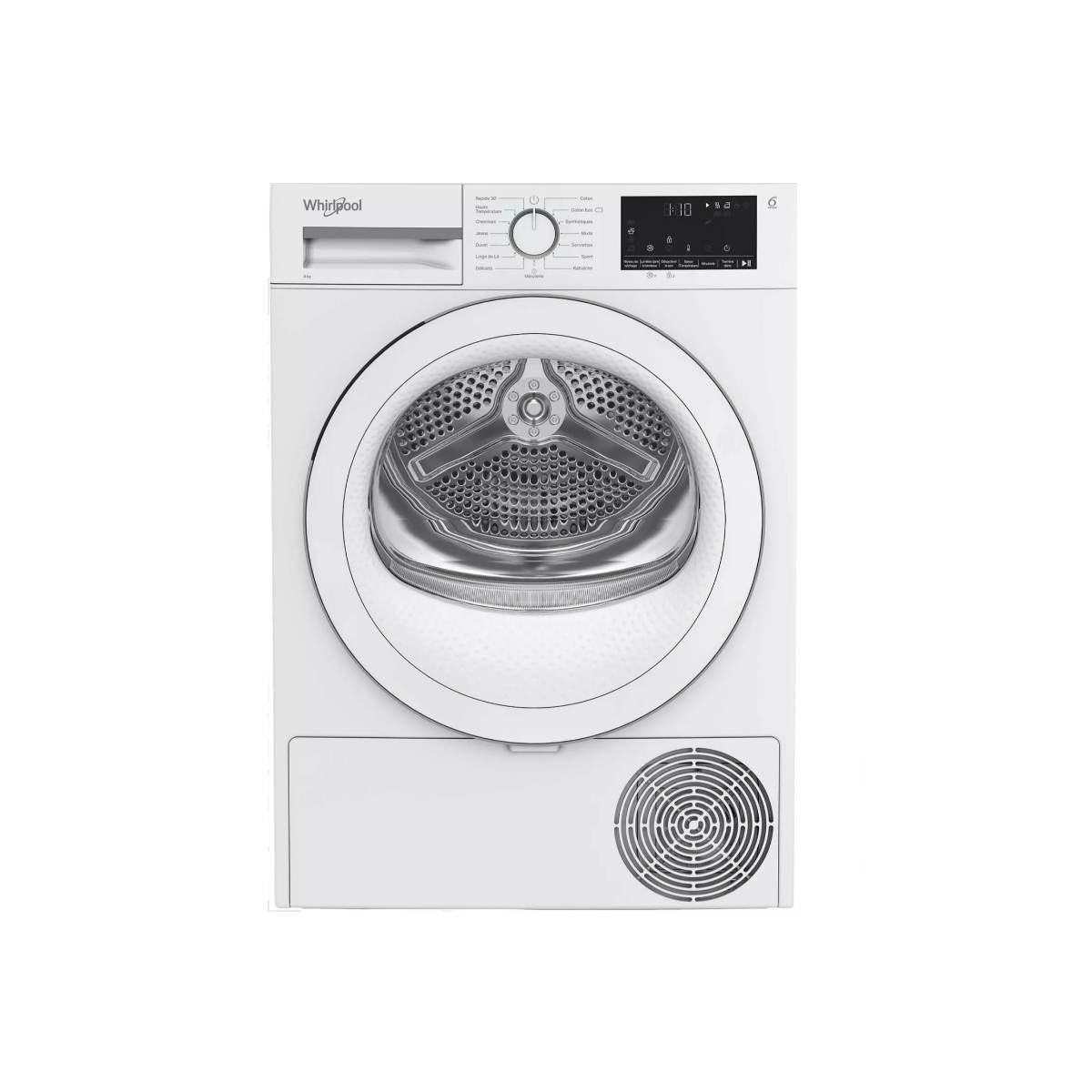 CWSD83MWWSFR - WHIRLPOOL - Sèche-linge pompe à chaleur 8kg 60cm blanc