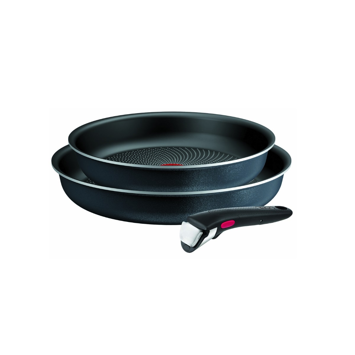 L7239103 - TEFAL - Lot de 2 poêles aluminium 24 et 28cm + 1 poignée noir ingenio so'light