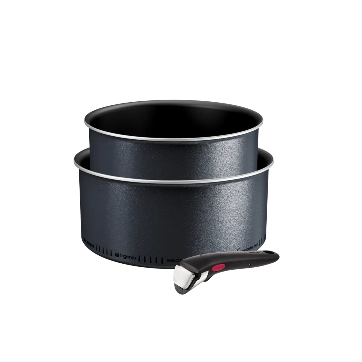 L7239003 - TEFAL - Lot de 2 casseroles aluminium 18/20cm + 1 poignée noir ingenio so'light