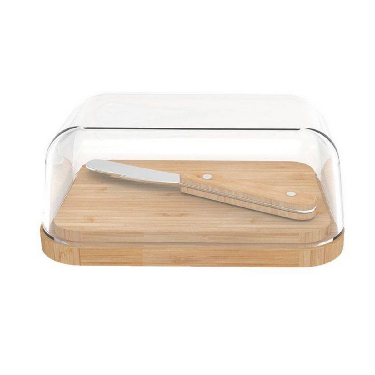 NBA152 - PEBBLY - Beurrier en verre/bambou avec couteau