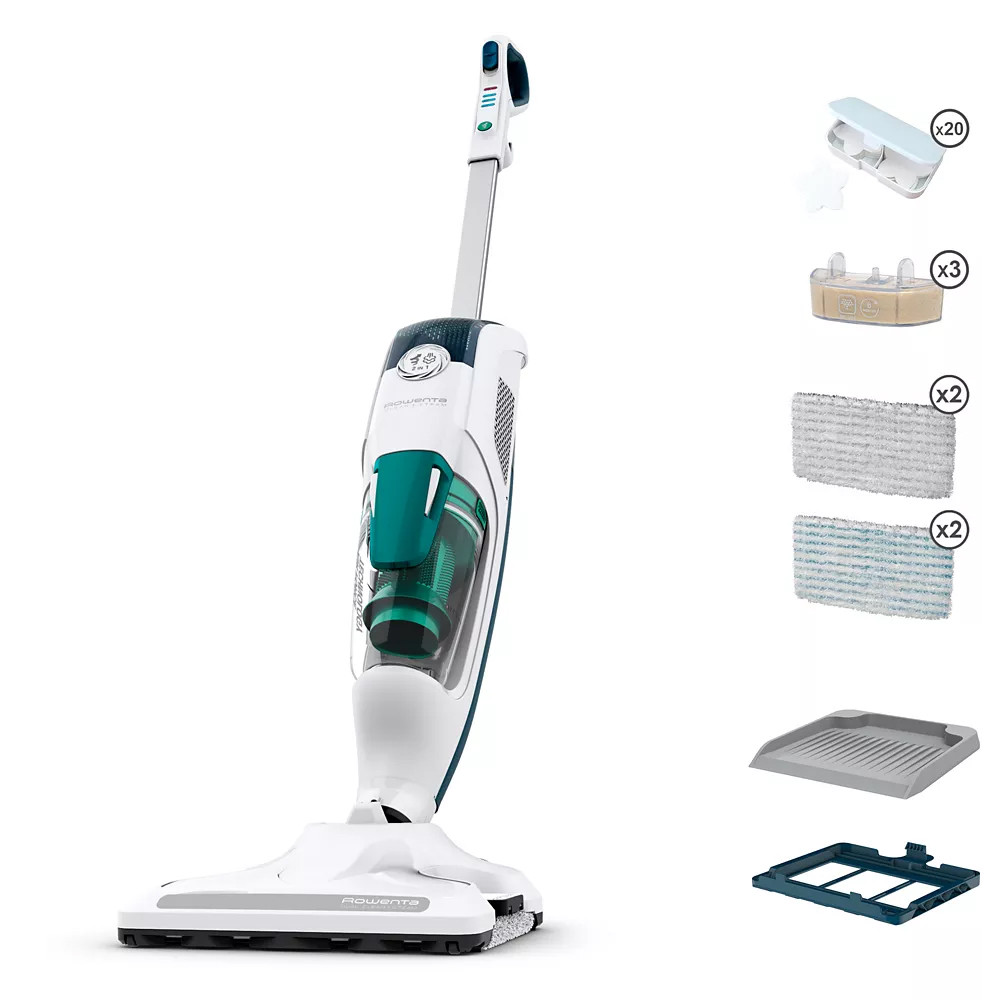 RY7777WH - ROWENTA - Nettoyeur vapeur aspirateur 2en1 1500w bleu clean & steam revolution