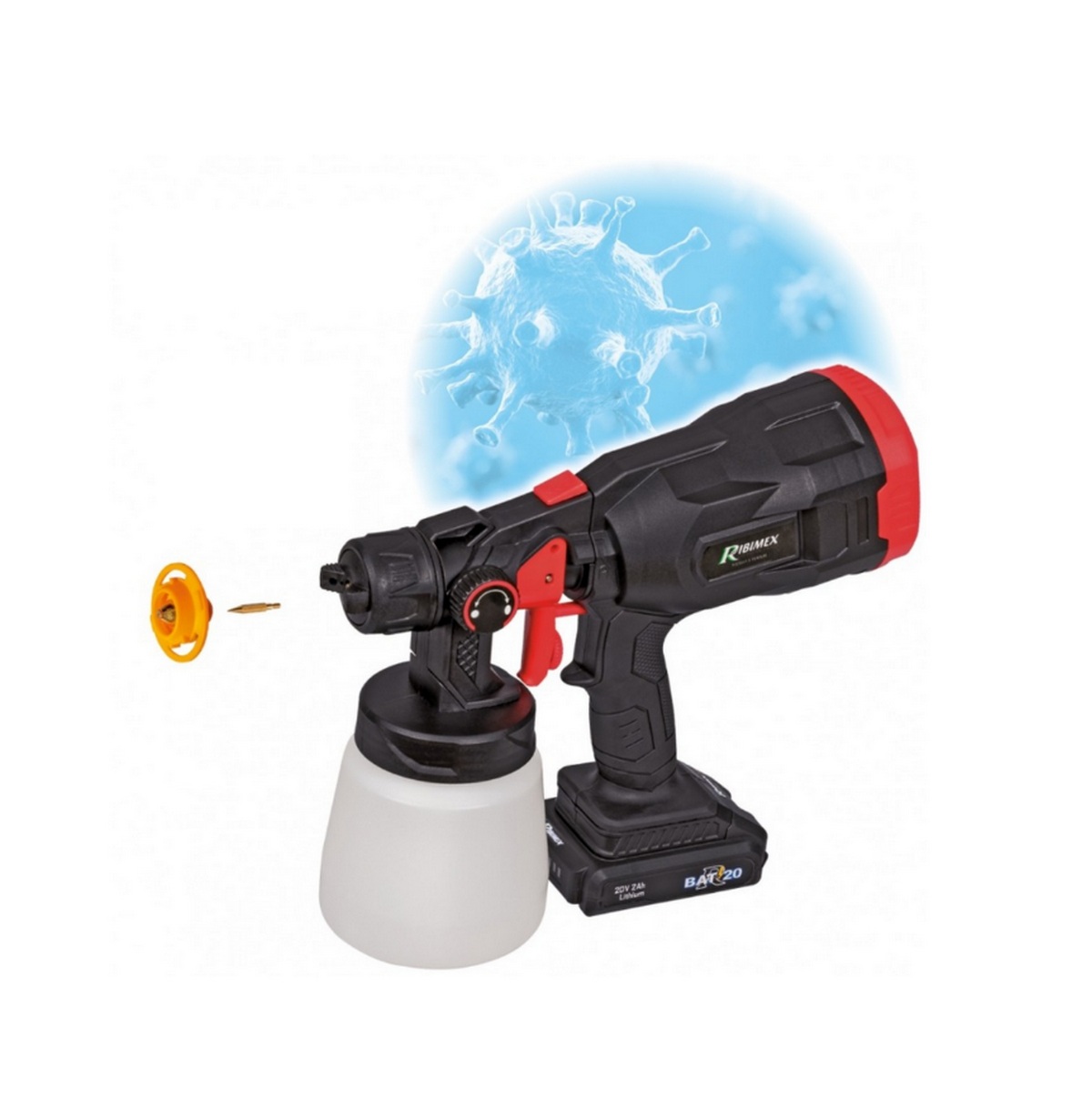 PRBAT20/PPKIT - RIBIMEX - Pistolet à peinture hvlp à batterie 3en1 20v