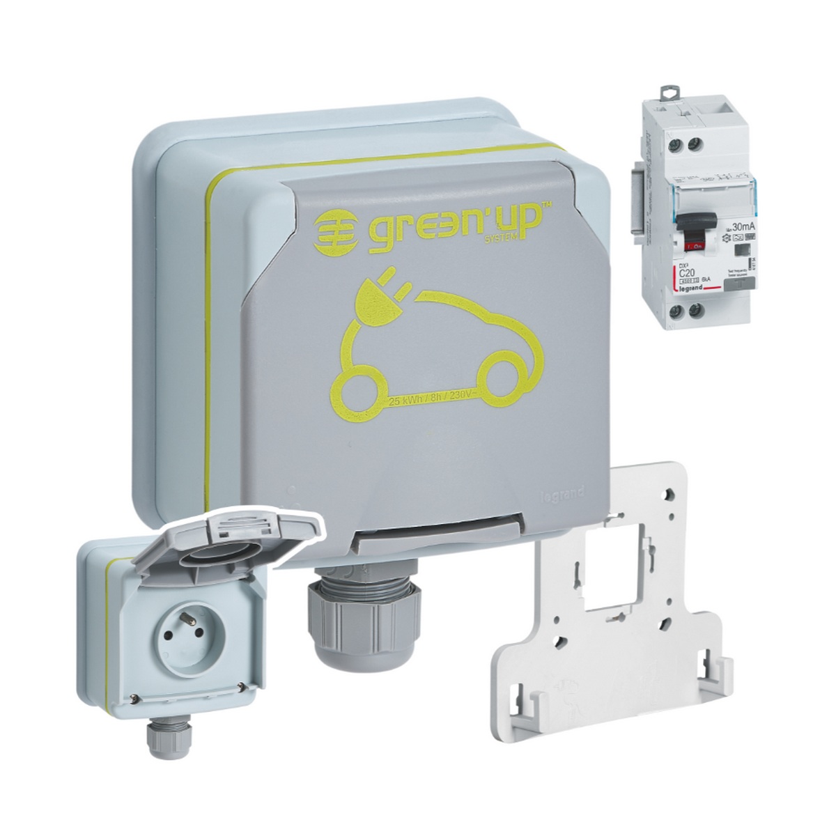 LEG090476 - LEGRAND - Prise de charge pour véhicule électrique + patère + disjonteur différentiel green'up access