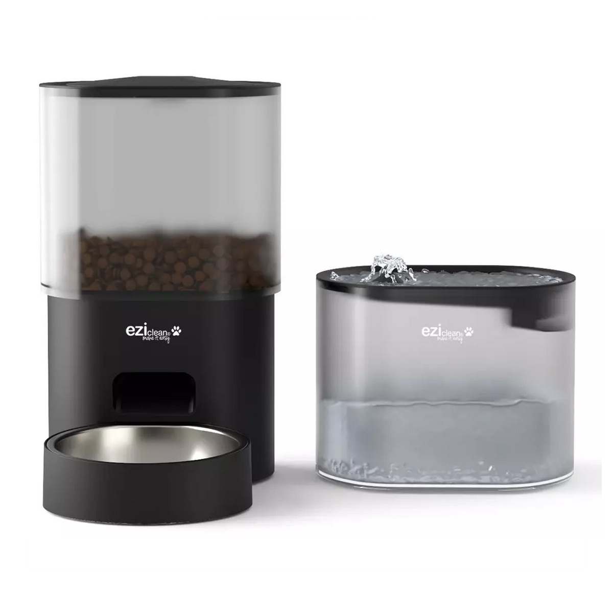 NUTRIBOTCONNECTX - E.ZICLEAN - Distributeur de croquettes + fontaine à eau 5w noir