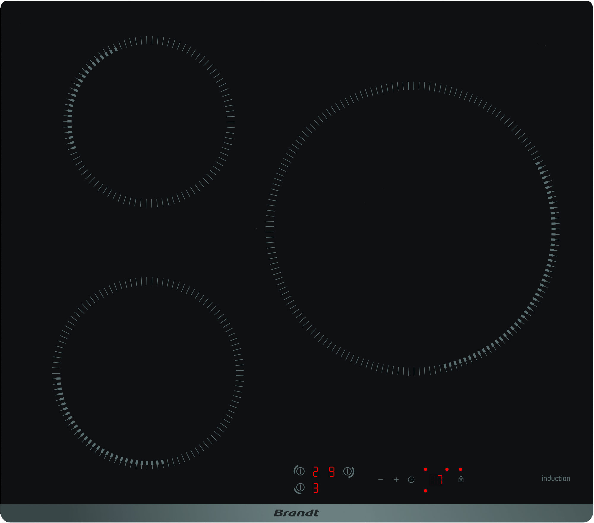 brandt Table de cuisson induction 60cm 3 feux 7200w noir brandt
