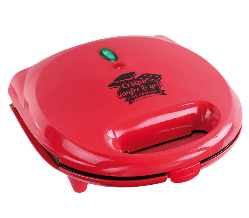 domoclip Croque-gaufre-gril 3 plaques 700w rouge domoclip