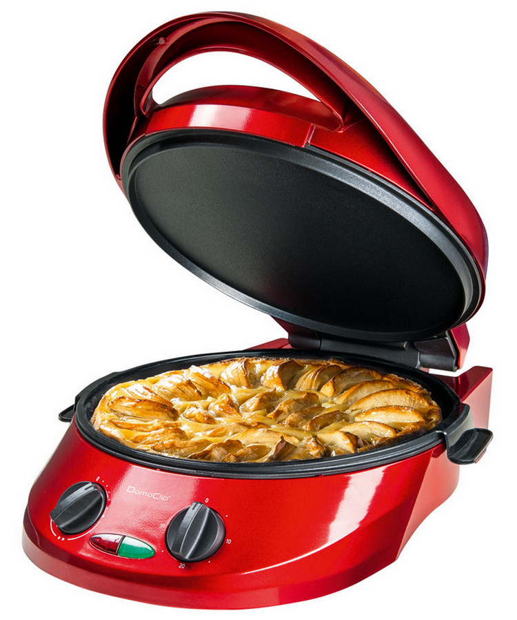 domoclip Tourtière, gril et plancha 1800w 30cm rouge domoclip
