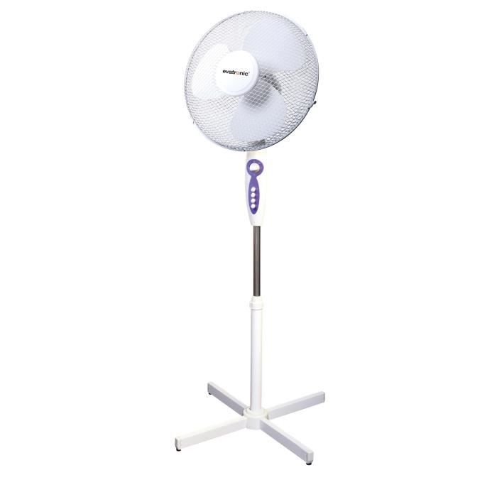 evatronic Ventilateur sur pied 40cm 50w 3 vitesses blanc evatronic