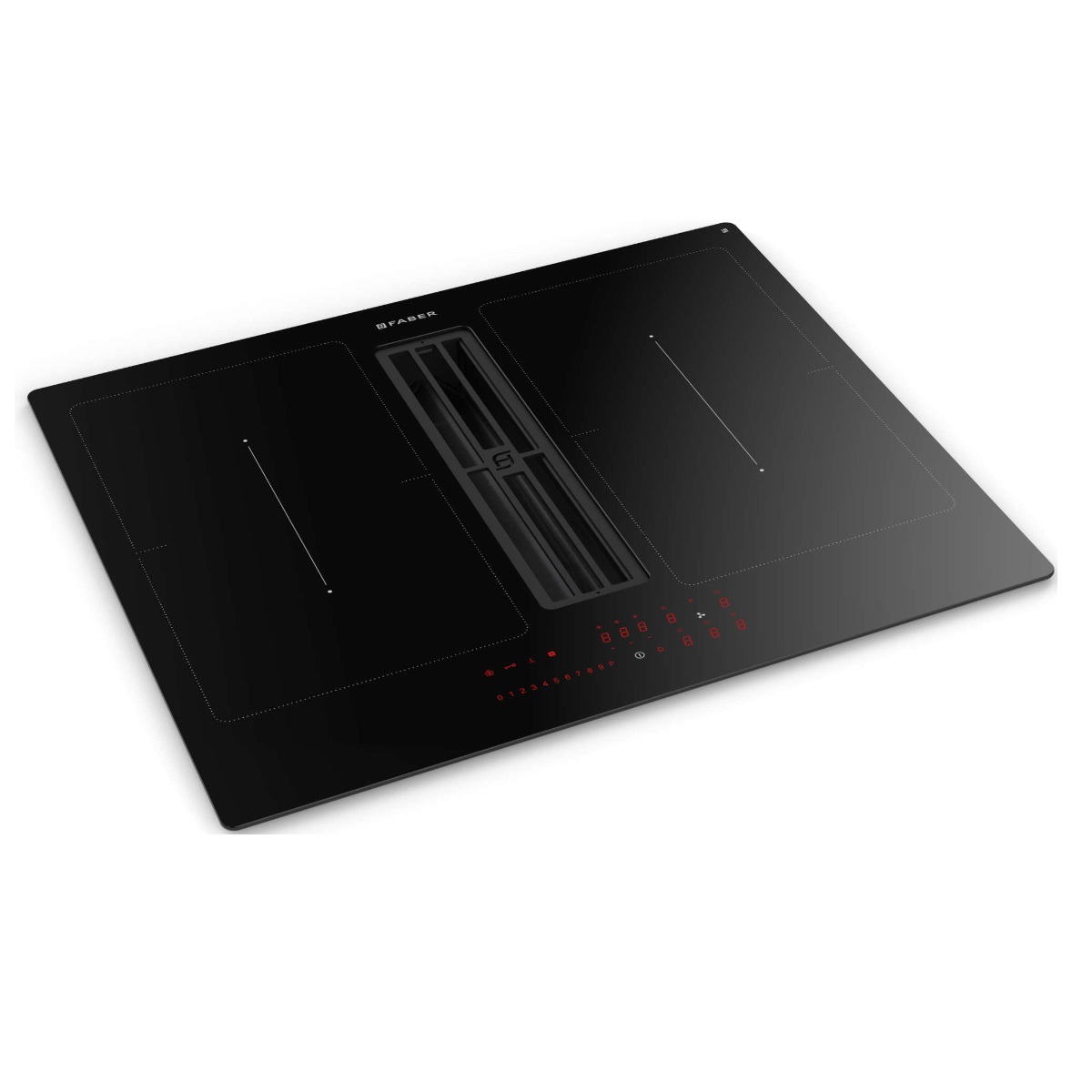 faber Table de cuisson aspirante induction 60cm 4 feux 7400w noir faber
