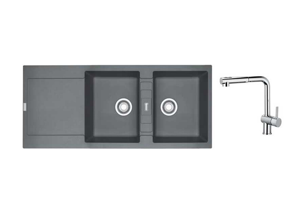 franke Pack évier graphite + mitigeur à douchette chromé franke