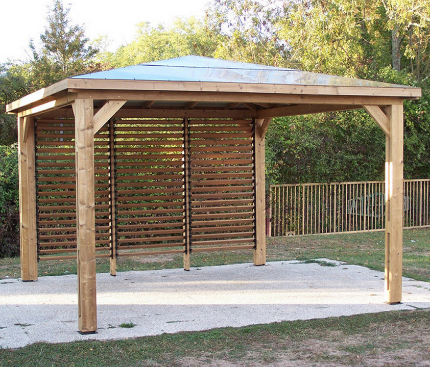 habrita Abri de piscine 12.32m² bois traité habrita