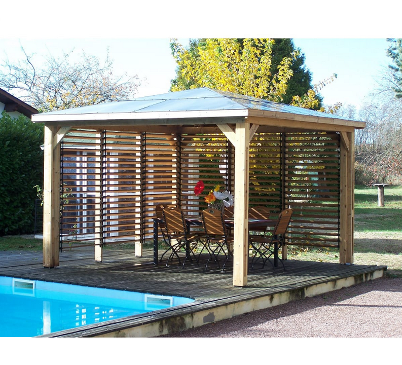 habrita Abri de piscine  14,36 m² bois habrita