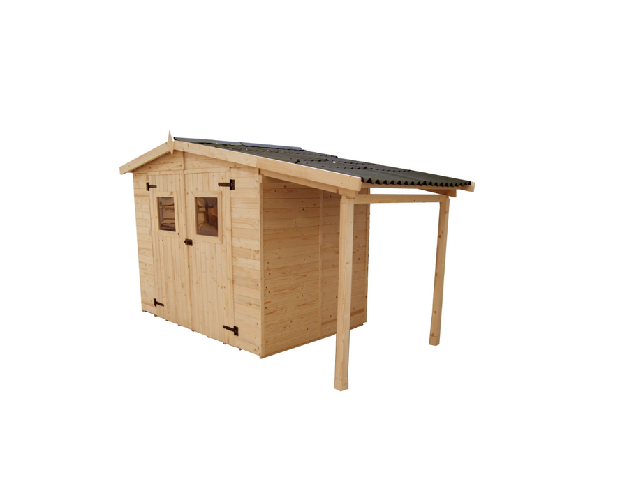 habrita Abri en panneaux 3.70 m² avec plancher et bûcher. habrita