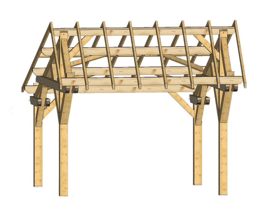 habrita Carport double pente asymétrique 3.90 x 5.05 m avec préparation pour couverture standard habrita