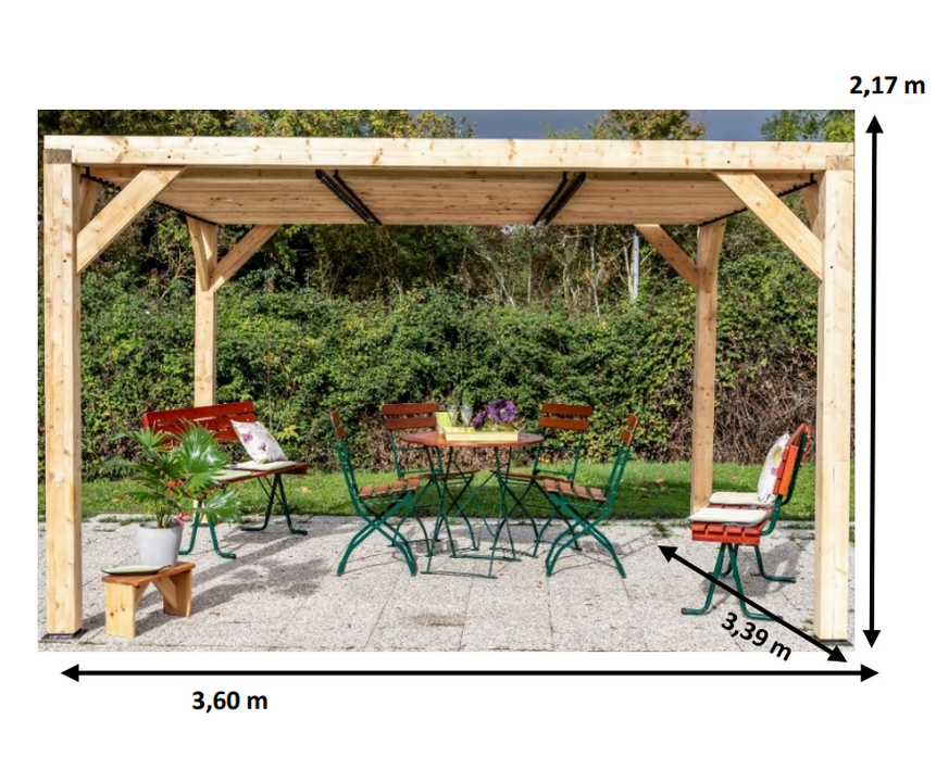 habrita Pergola 12.20 m2 bois naturel habrita