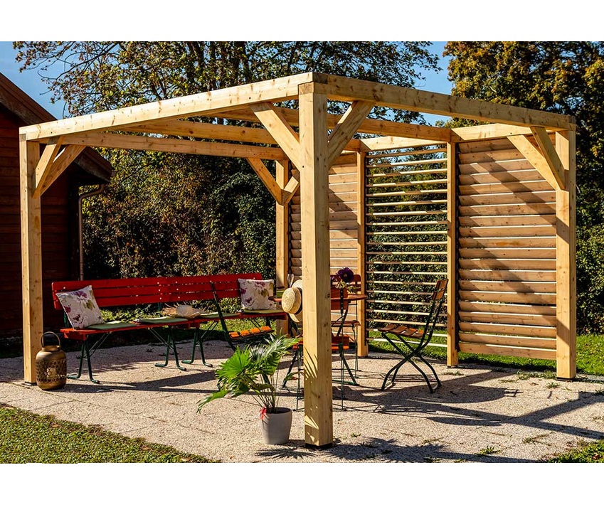 habrita Pergola bioclimatique 10.57m² bois naturel habrita