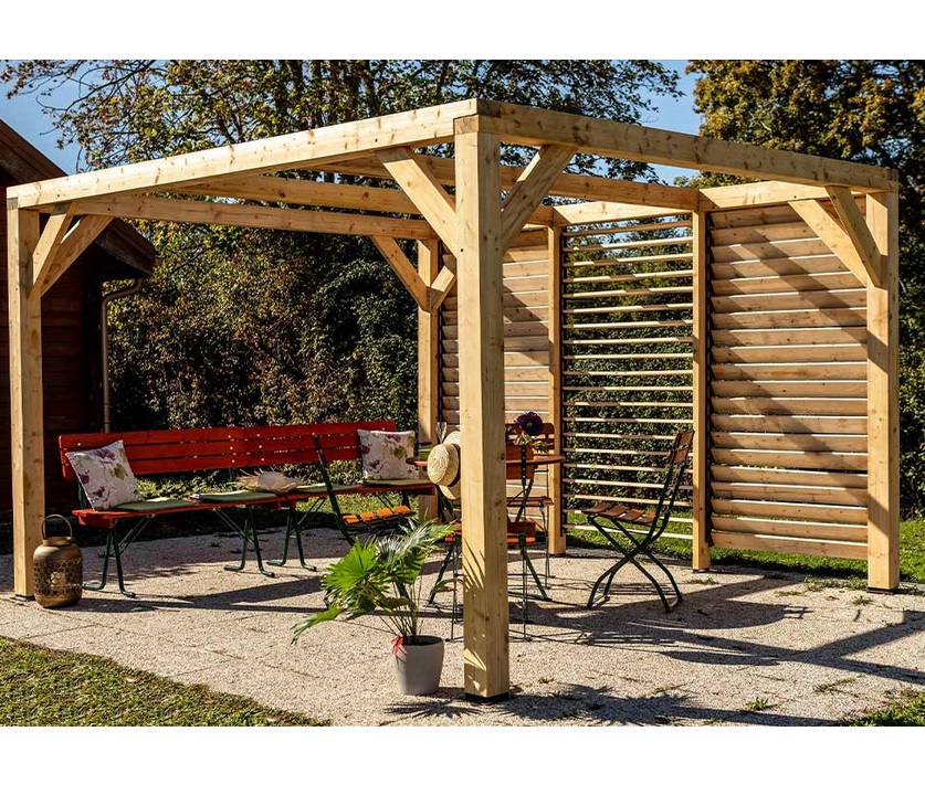 habrita Pergola bioclimatique 12.20m² bois naturel habrita