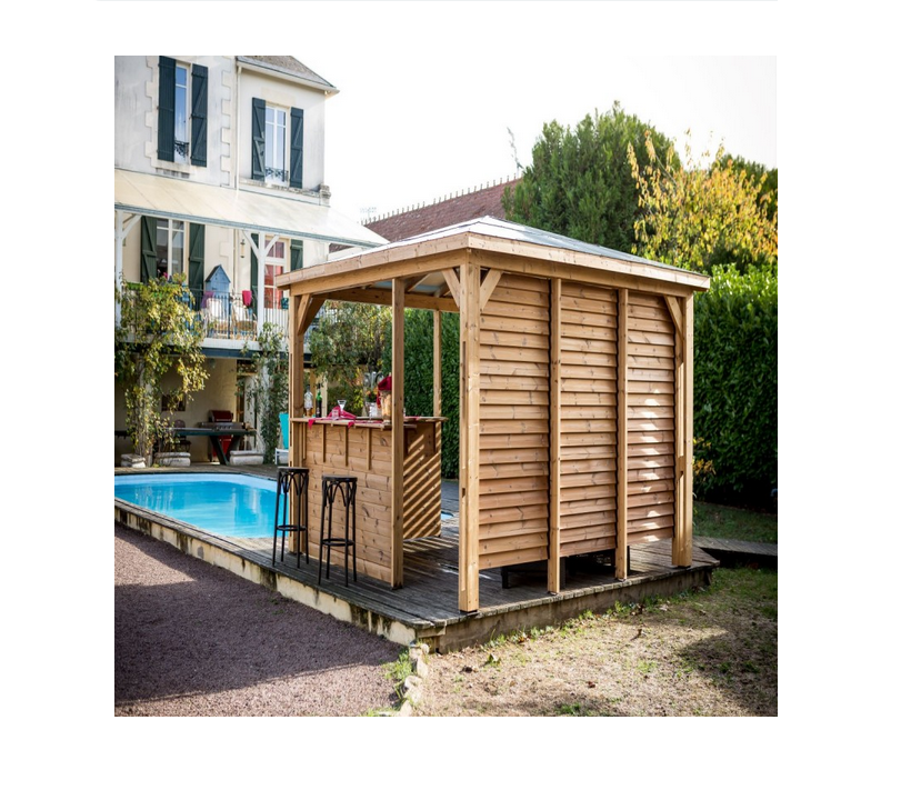 habrita Pool house blueterm 12,32m² bois thermo chauffé + comptoirs habrita