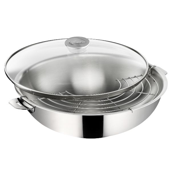lagostina Wok 30cm avec couvercle en verre lagostina