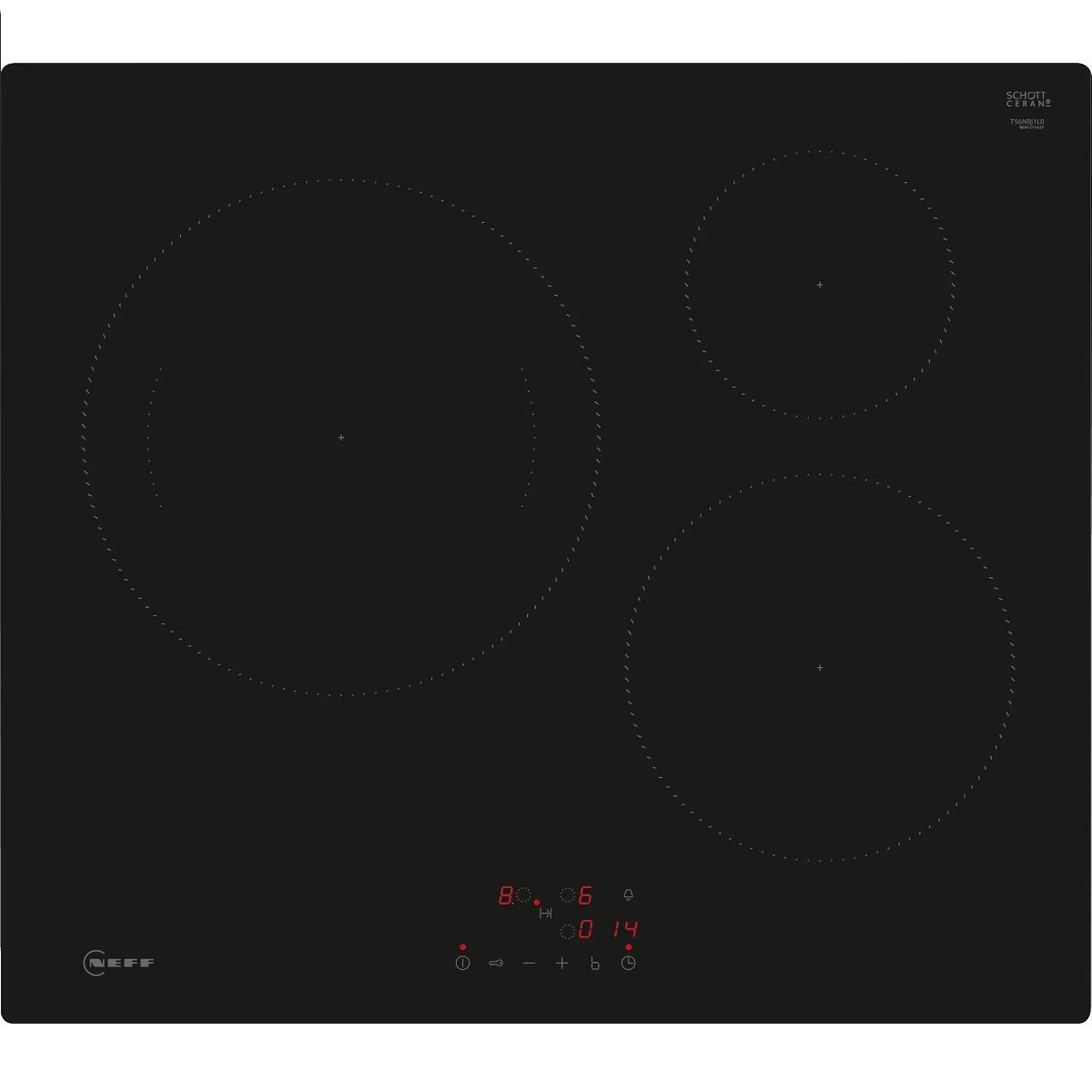 neff table de cuisson induction 60cm 3 feux 7400w noir t56nbj1l0
