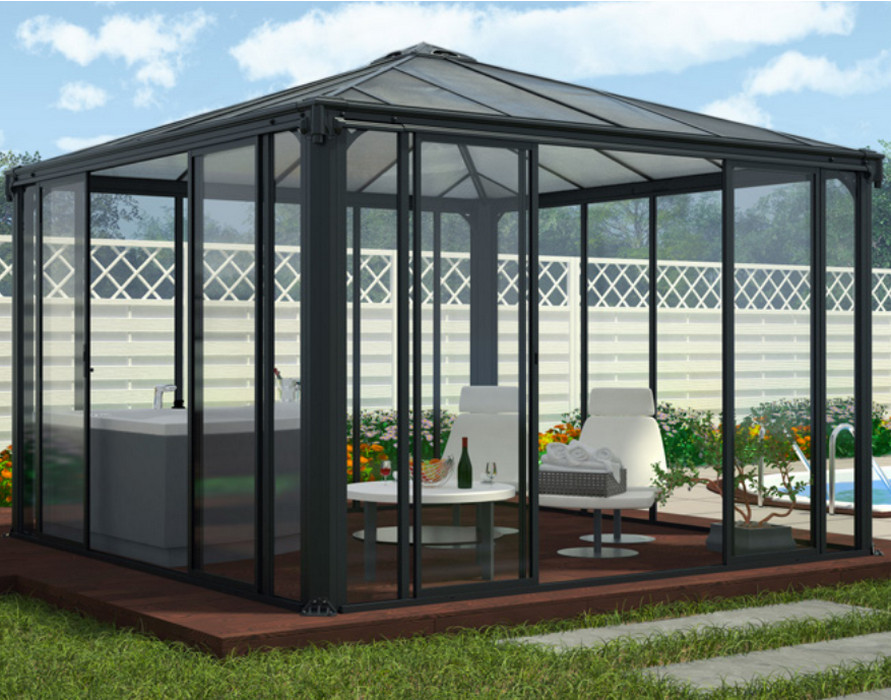 palram Gazebo tonnelle fermée 17.78m² gris anthracite palram