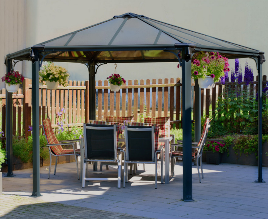 palram Gazebo tonnelle hexagonale 13.16m² gris anthracite palram