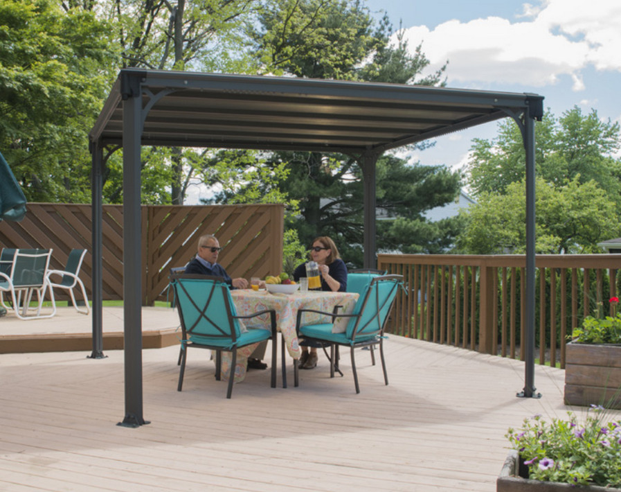 palram Gazébo tonnelle plate 9.5m² gris anthracite palram