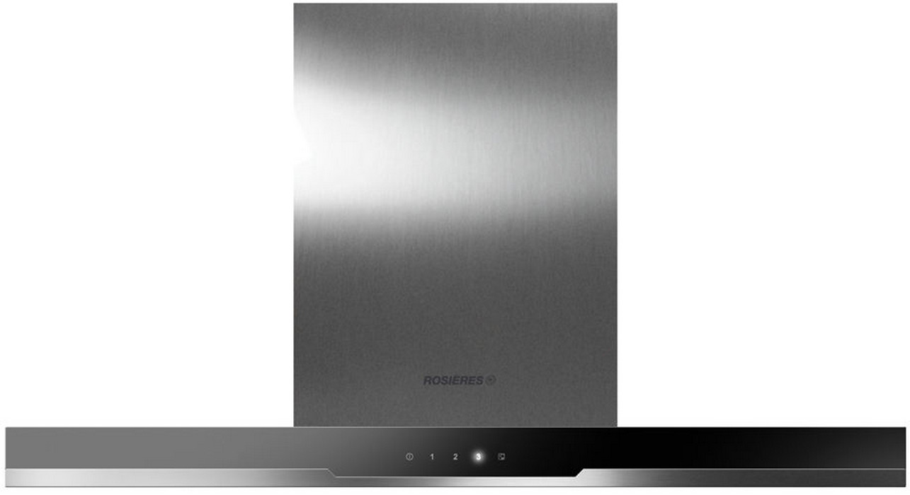 rosieres Hotte décorative 90cm 510m3/h inox verre noire rosieres