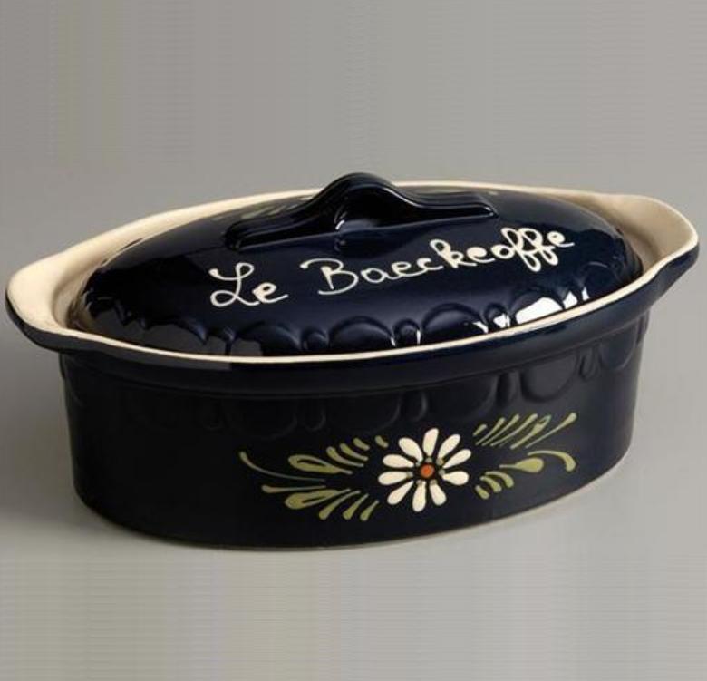 siegfried Terrine ovale 37cm bleu decor fleurs blanches siegfried