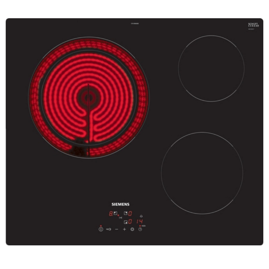 siemens Table de cuisson vitrocéramique 60cm 3 feux 5700w noir siemens