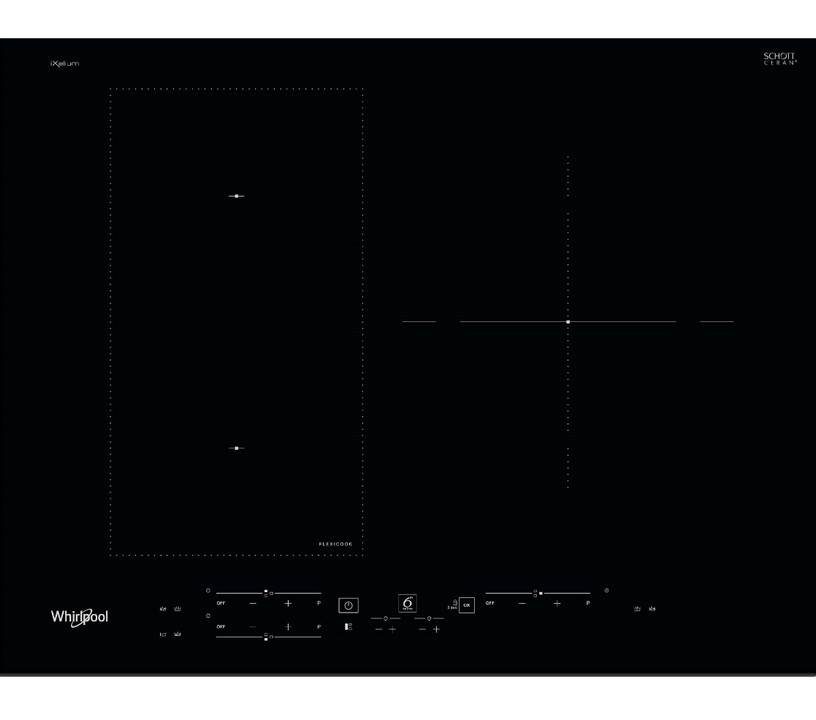 whirlpool Table de cuisson à induction 65cm 3 feux 7200w noir whirlpool