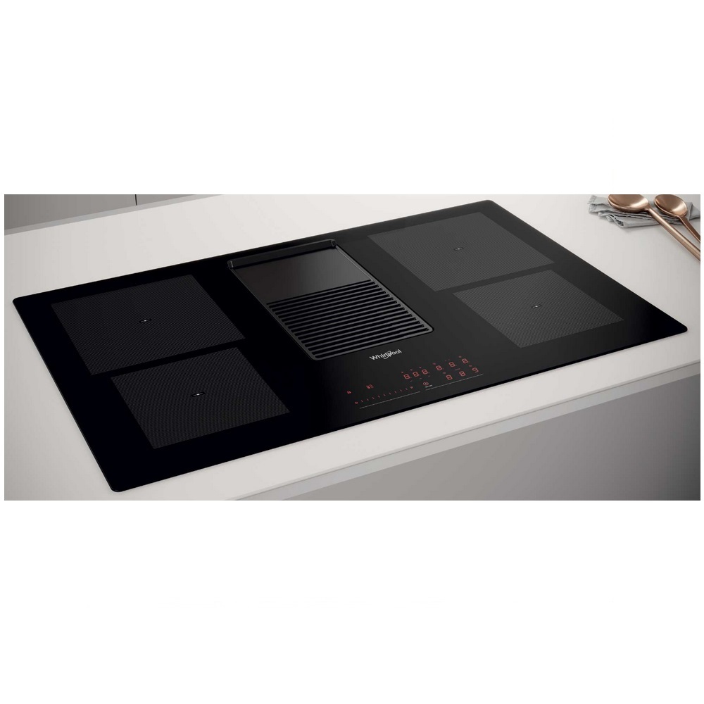 whirlpool Table de cuisson aspirante induction 83cm 4 feux 7500w noir whirlpool