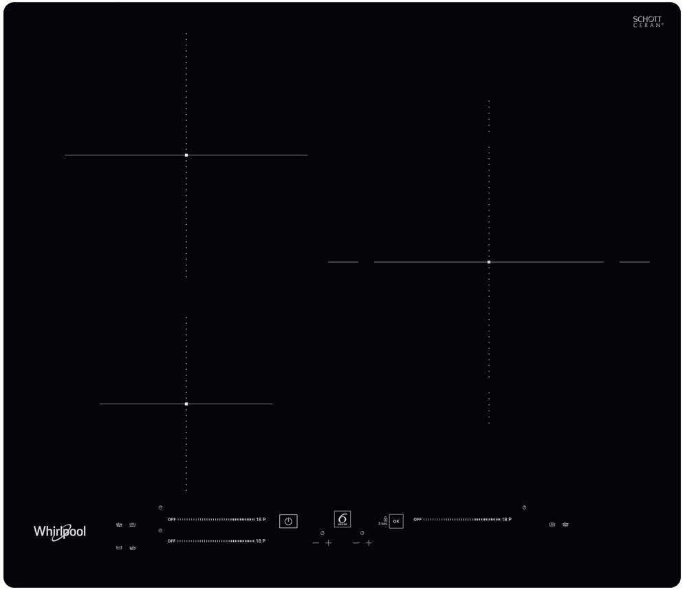 whirlpool Table de cuisson induction 60cm 3 feux 7200w noir whirlpool