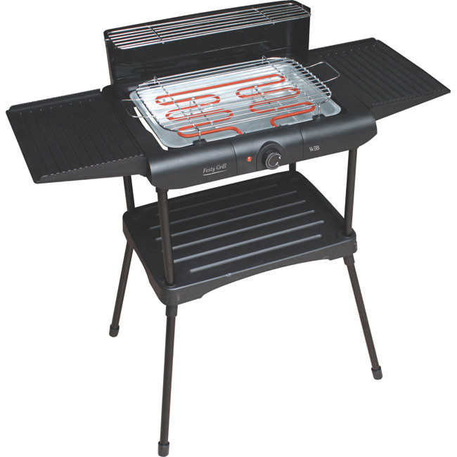 white and brown Barbecue electrique sur pieds 2000w white and brown