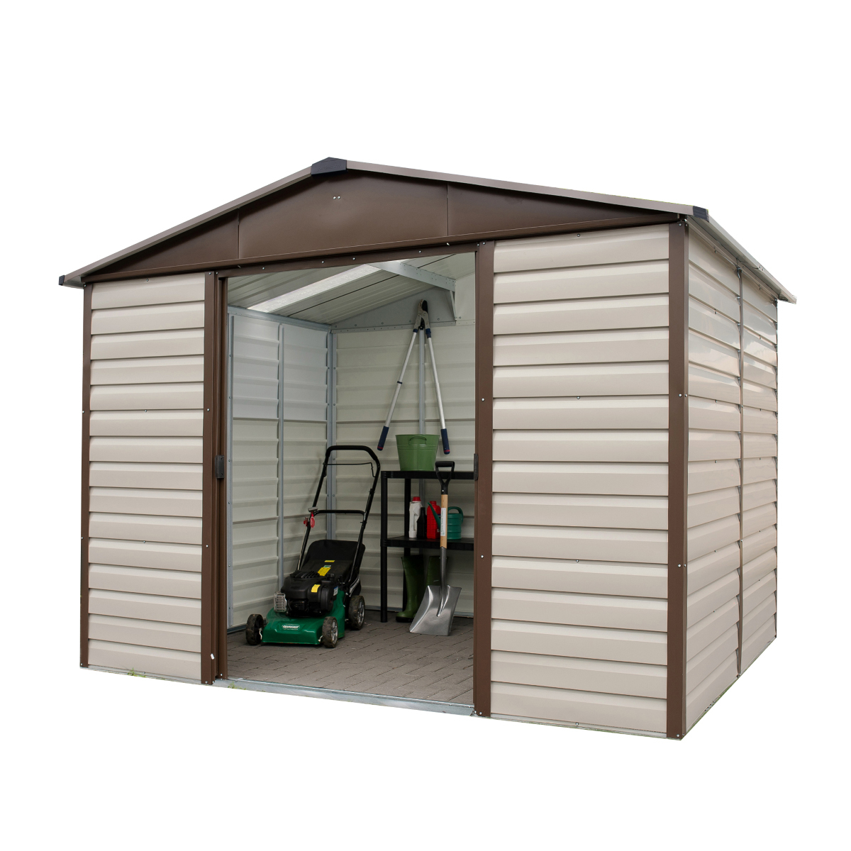 yardmaster Abri de jardin métal beige et marron 11,39m² yardmaster